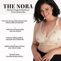 Leading Lady  The Nora - Shimmer Support Back Lace Front-Closure Bra 5530