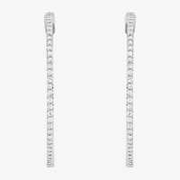 Limited Quantities! Womens 1 CT. T.W. Natural White Diamond Sterling Silver 42mm Hoop Earrings