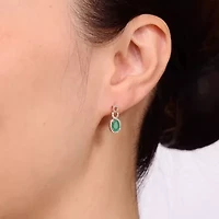 Womens 1/ CT. T.W. Genuine Green Emerald 10K Gold Drop Earrings