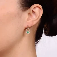 Womens /3 CT. T.W. Genuine Green Emerald 10K Gold Drop Earrings