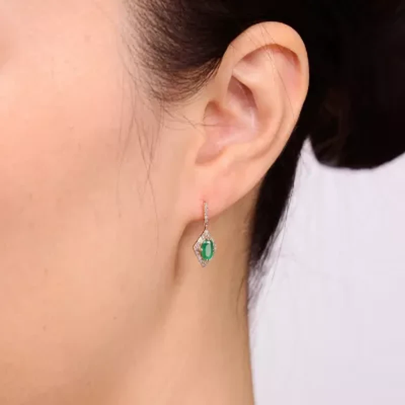Womens 1/4 CT. T.W. Genuine Green Emerald 10K Gold Drop Earrings