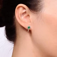 Womens 3/8 CT. T.W. Genuine Green Emerald 10K Gold Drop Earrings