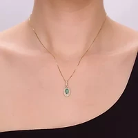 Womens 1/6 CT. T.W. Genuine Green Emerald 10K Gold 18 Inch Pendant Necklace
