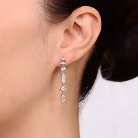 Womens Lab Created Sapphire Sterling Silver Drop Earrings