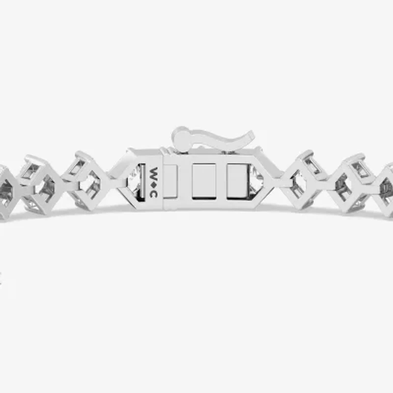 F / Si2) Womens 5 CT. T.W. Lab Grown White Diamond 10K White Gold Diamond Inch Tennis Bracelet