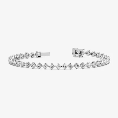 F / Si2) Womens 5 CT. T.W. Lab Grown White Diamond 10K White Gold Diamond Inch Tennis Bracelet