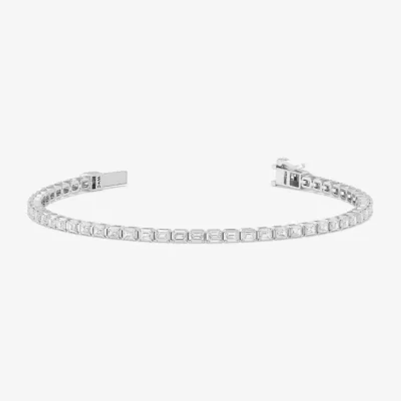 F / Si2) Womens 5 CT. T.W. Lab Grown White Diamond 10K White Gold Inch Tennis Bracelet