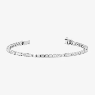 F / Si2) Womens 5 CT. T.W. Lab Grown White Diamond 10K White Gold Inch Tennis Bracelet