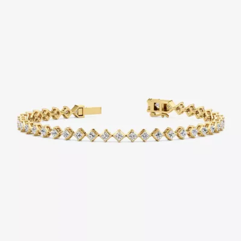 F / Si2) Womens 5 CT. T.W. Lab Grown White Diamond 10K Gold 7.5 Inch Tennis Bracelet