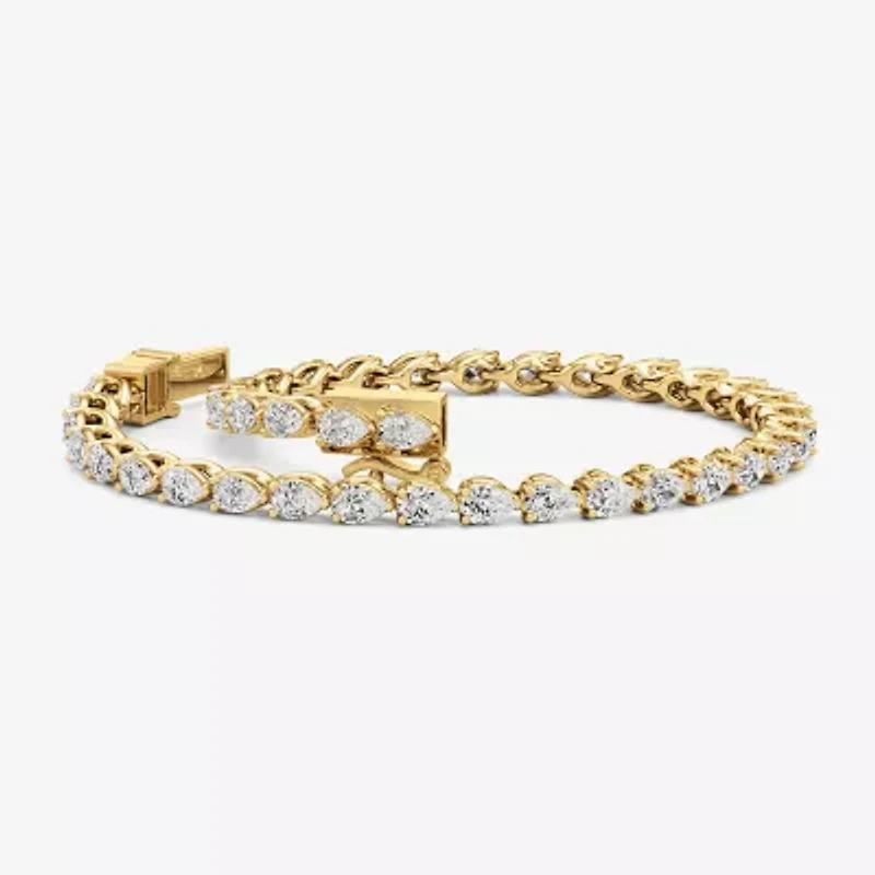 (F / Si2) Womens 5 CT. T.W. Lab Grown White Diamond 10K Gold 7 3/4 Inch Tennis Bracelet
