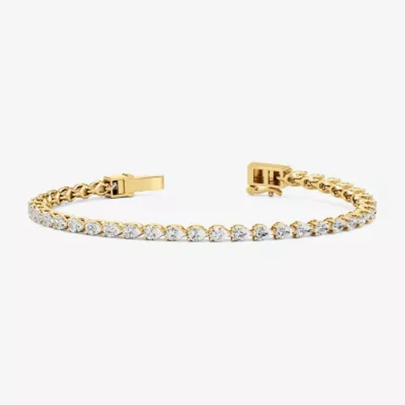 (F / Si2) Womens 5 CT. T.W. Lab Grown White Diamond 10K Gold 7 3/4 Inch Tennis Bracelet