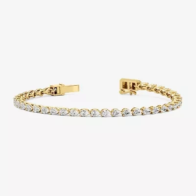 (F / Si2) Womens 5 CT. T.W. Lab Grown White Diamond 10K Gold 7 3/4 Inch Tennis Bracelet
