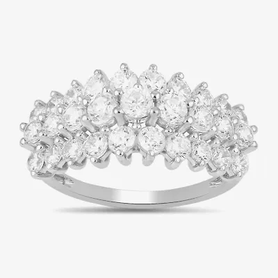 Womens 2 CT. T.W. Lab Grown White Diamond 10K Gold Cluster Band