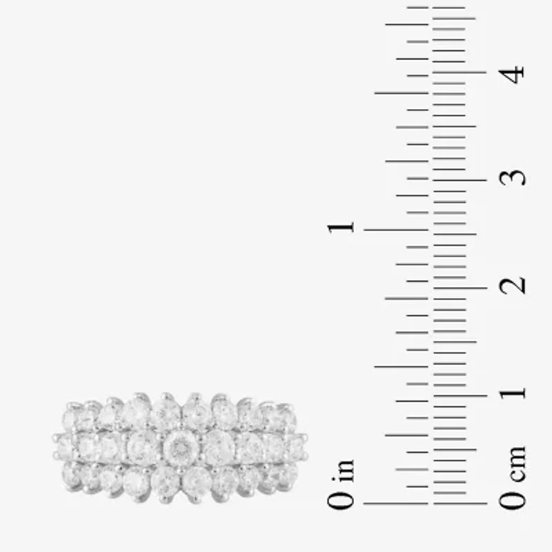 Womens 2 CT. T.W. Lab Grown White Diamond 10K Gold Cluster Band