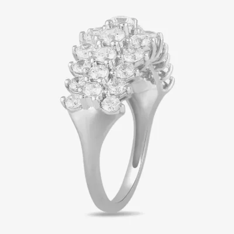 Womens 2 CT. T.W. Lab Grown White Diamond 10K Gold Cluster Band