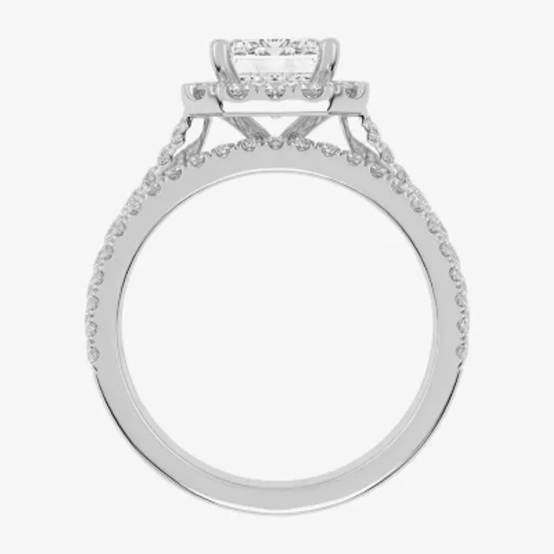 G-H / Vs2-Si1) Womens / CT. T.W. Lab Grown White Diamond 14K Gold Side Stone Halo Bridal Set