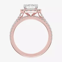 G-H / Vs2-Si1) Womens / CT. T.W. Lab Grown White Diamond 14K Rose Gold Side Stone Halo Bridal Set