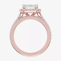 G-H / Vs2-Si1) Womens / CT. T.W. Lab Grown White Diamond 14K Gold Side Stone Halo Bridal Set