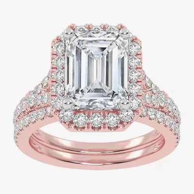 G-H / Vs2-Si1) Womens / CT. T.W. Lab Grown White Diamond 14K Gold Side Stone Halo Bridal Set