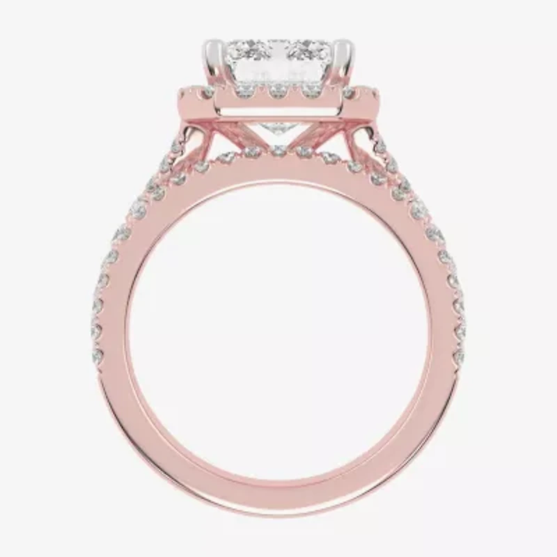 (G-H / Vs2-Si1) Womens 4 3/4 CT. T.W. Lab Grown White Diamond 14K Gold Side Stone Halo Bridal Set