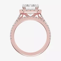 (G-H / Vs2-Si1) Womens 4 3/4 CT. T.W. Lab Grown White Diamond 14K Gold Side Stone Halo Bridal Set