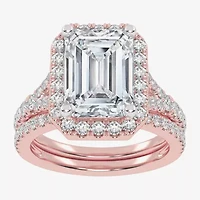 (G-H / Vs2-Si1) Womens 4 3/4 CT. T.W. Lab Grown White Diamond 14K Gold Side Stone Halo Bridal Set