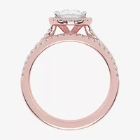 G-H / Vs2-Si1) Womens / CT. T.W. Lab Grown White Diamond 14K Rose Gold Pear Side Stone Halo Bridal Set