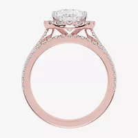 G-H / Vs2-Si1) Womens 3 3/4 CT. T.W. Lab Grown White Diamond 14K Rose Gold Pear Side Stone Halo Bridal Set