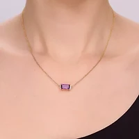 Womens Genuine Semi Precious Stone 18K Gold Over Silver Pendant Necklace