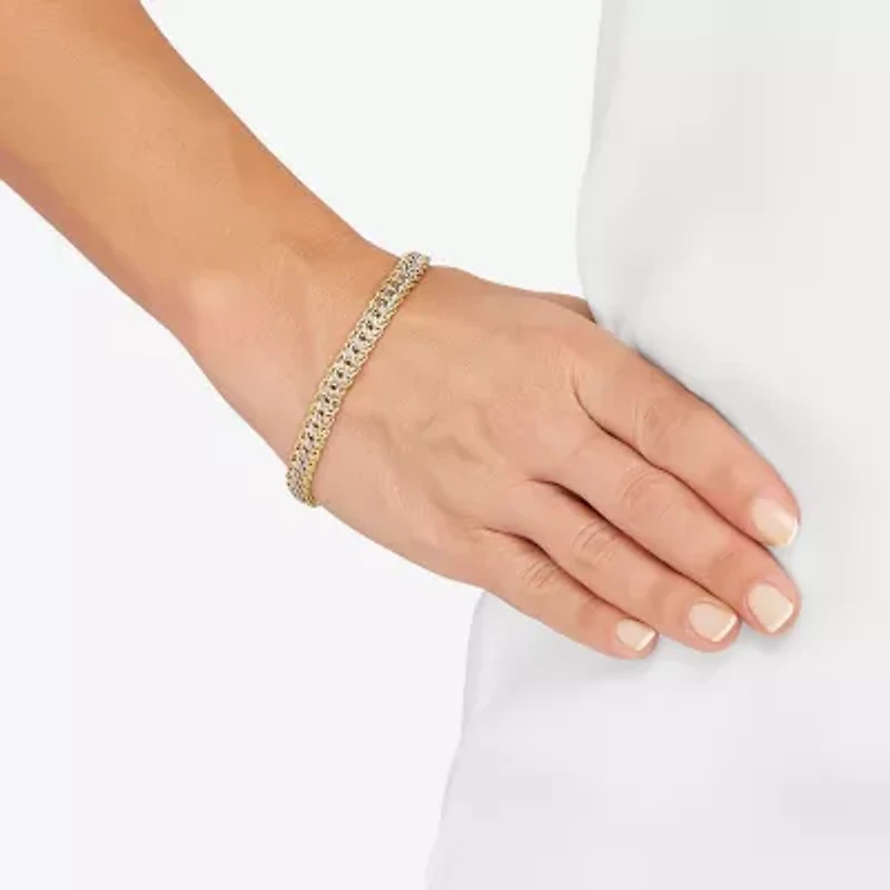 Womens 14K Gold Hollow 7.5 Inch Link Bracelet