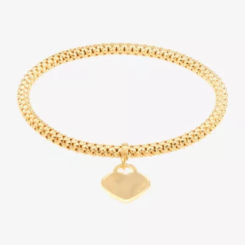 Made in Italy Womens 14K Gold Heart Charm Bracelet