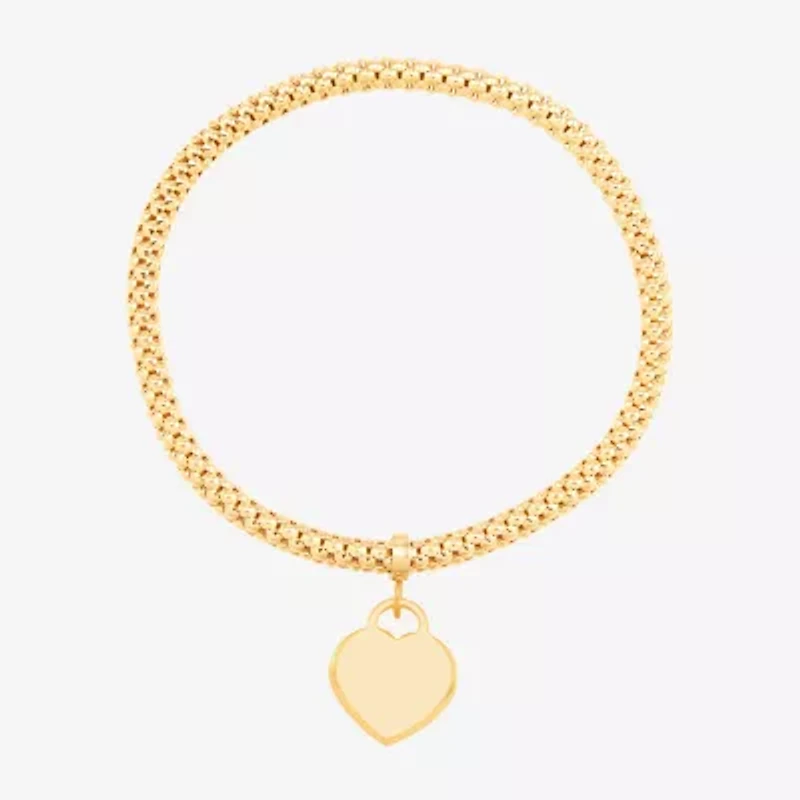 Made in Italy Womens 14K Gold Heart Charm Bracelet
