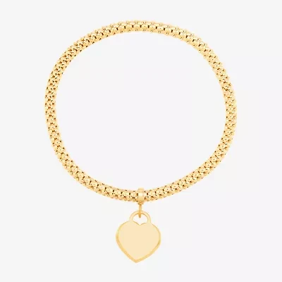 Made in Italy Womens 14K Gold Heart Charm Bracelet