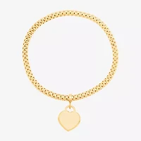 Made in Italy Womens 14K Gold Heart Charm Bracelet