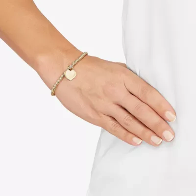 Made in Italy Womens 14K Gold Heart Charm Bracelet