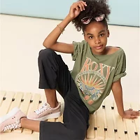 Roxy Big Kid Girls Crew Neck Short Sleeve Oversized Graphic T-Shirt