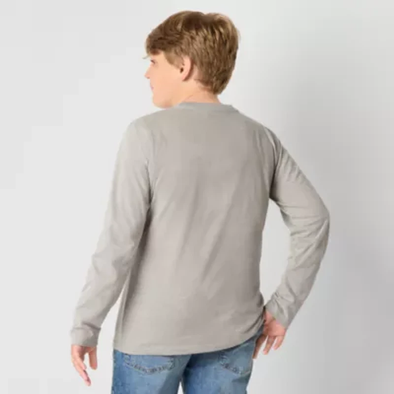 Thereabouts Little & Big Kid Boys Crew Neck Long Sleeve Regular Fit Graphic T-Shirt