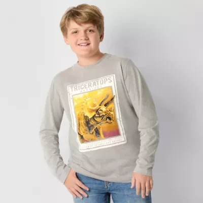 Thereabouts Little & Big Kid Boys Crew Neck Long Sleeve Regular Fit Graphic T-Shirt