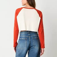 Arizona Womens Juniors Crew Neck Long Sleeve Regular Fit Graphic T-Shirt