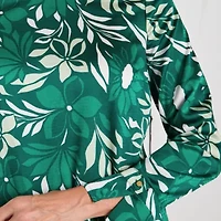 Liz Claiborne Womens Round Neck Long Sleeve Satin Blouse