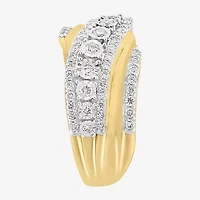 Effy Final Call Womens 5/8 CT. T.W. Natural White Diamond 14K Two Tone Gold Band