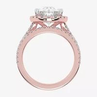(G-H / Vs2-Si1) Womens 4 3/4 CT. T.W. Lab Grown White Diamond 14K Rose Gold Oval Side Stone Halo Bridal Set