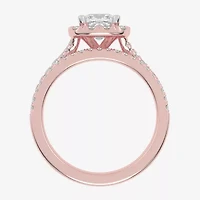 (G-H / Vs2-Si1) Womens 1 1/2 CT. T.W. Lab Grown White Diamond 14K Gold Side Stone Halo Bridal Set