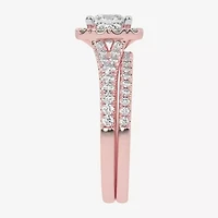(G-H / Vs2-Si1) Womens 1 1/2 CT. T.W. Lab Grown White Diamond 14K Gold Side Stone Halo Bridal Set