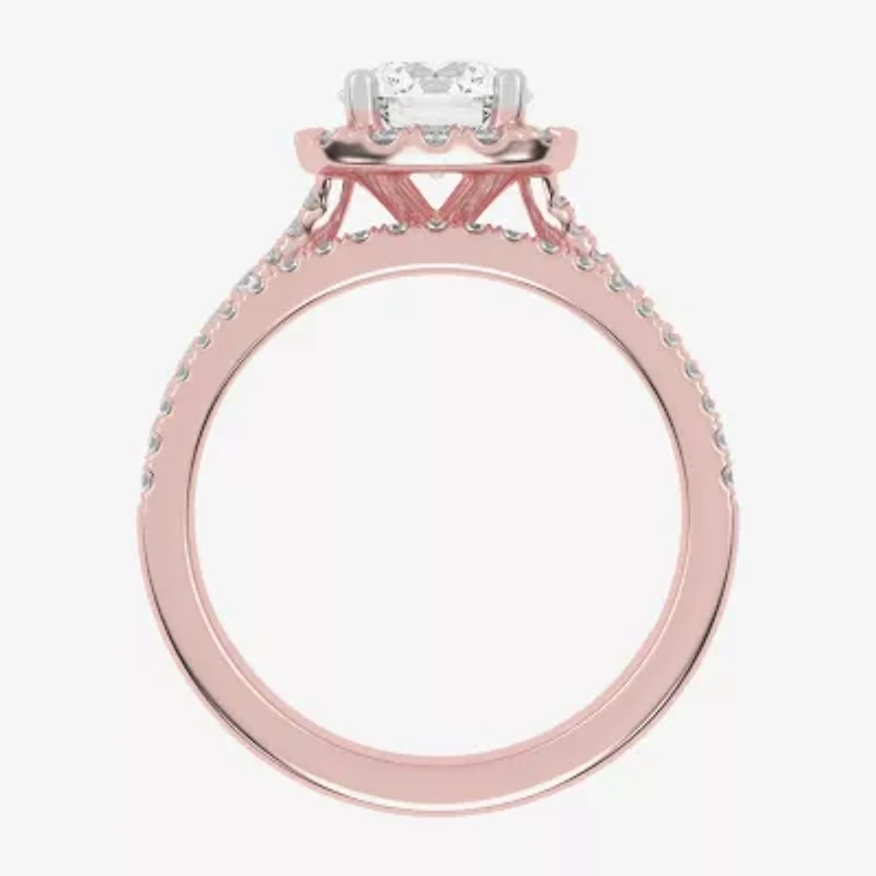 G-H / Vs2-Si1) Womens / CT. T.W. Lab Grown White Diamond 14K Rose Gold Round Side Stone Halo Bridal Set