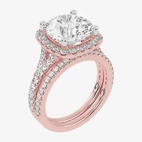 (G-H / Vs2-Si1) Womens 4 3/4 CT. T.W. Lab Grown White Diamond 14K Rose Gold Round Side Stone Halo Bridal Set