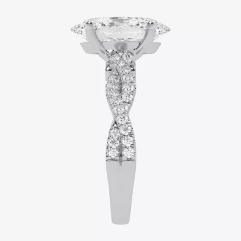 G-H / Vs2-Si1) Womens 1/ CT. T.W. Lab Grown White Diamond 14K Gold Side Stone Engagement Ring