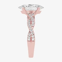G-H / Vs2-Si1) Womens 1/ CT. T.W. Lab Grown White Diamond 14K Gold Side Stone Engagement Ring