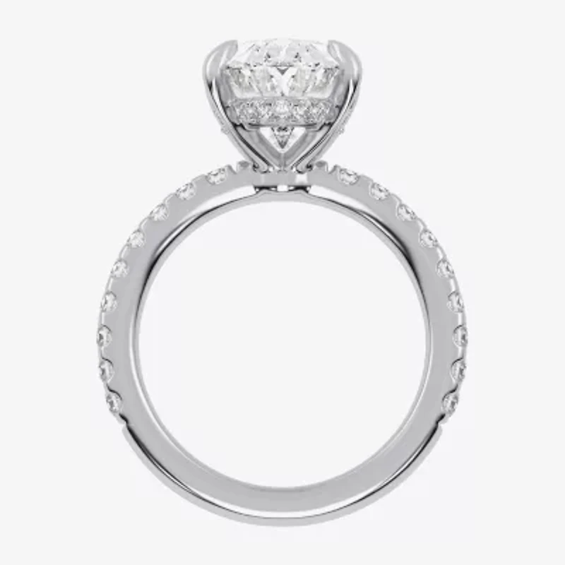 G-H / Vs2-Si1) Womens 1/ CT. T.W. Lab Grown White Diamond 14K Gold Oval Side Stone Engagement Ring