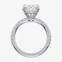 G-H / Vs2-Si1) Womens 1/ CT. T.W. Lab Grown White Diamond 14K Gold Oval Side Stone Engagement Ring